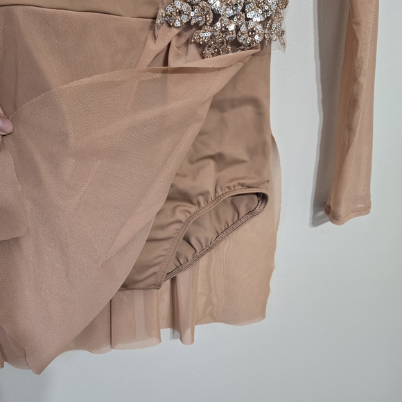 Weissman Girls Womens Blush Long Sleeve Dress Leotard with Embellishment XS - Picture 3 of 11